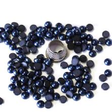 Preciosa Flat Back Navy Blue Pearl Cabochons in 2 sizes